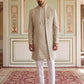 Men Silk Blend Embroidered Indo-Western Set ( 50JIND 189Beige )