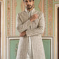 Men Silk Blend Embroidered Indo-Western Set ( 50JIND 189Beige )