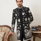 Men Imported Japanese Fabric Embroidered Indo-Western Set ( 50JIND 190Black )