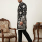 Men Imported Japanese Fabric Embroidered Indo-Western Set ( 50JIND 190Black )