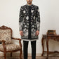 Men Imported Japanese Fabric Embroidered Indo-Western Set ( 50JIND 190Black )