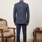 Men's Japanese Fabric Embroidered Indo-Western Set ( 50JIND 192Navy )