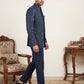 Men's Japanese Fabric Embroidered Indo-Western Set ( 50JIND 192Navy )