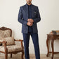 Men's Japanese Fabric Embroidered Indo-Western Set ( 50JIND 192Navy )