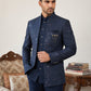 Men's Japanese Fabric Embroidered Indo-Western Set ( 50JIND 192Navy )