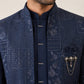Men's Japanese Fabric Embroidered Indo-Western Set ( 50JIND 192Navy )