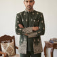 Men Japanese Fabric Embroidered Indo-Western Set ( 50JIND 193Mehndi )