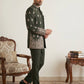 Men Japanese Fabric Embroidered Indo-Western Set ( 50JIND 193Mehndi )