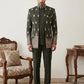 Men Japanese Fabric Embroidered Indo-Western Set ( 50JIND 193Mehndi )