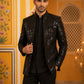 Men Black Sequinned Indo-Western Set ( 50JIND 197Black )