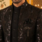 Men Black Sequinned Indo-Western Set ( 50JIND 197Black )