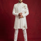 Off-White Embroidered Indo-Western Set for Men
