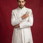 Off-White Embroidered Indo-Western Set for Men