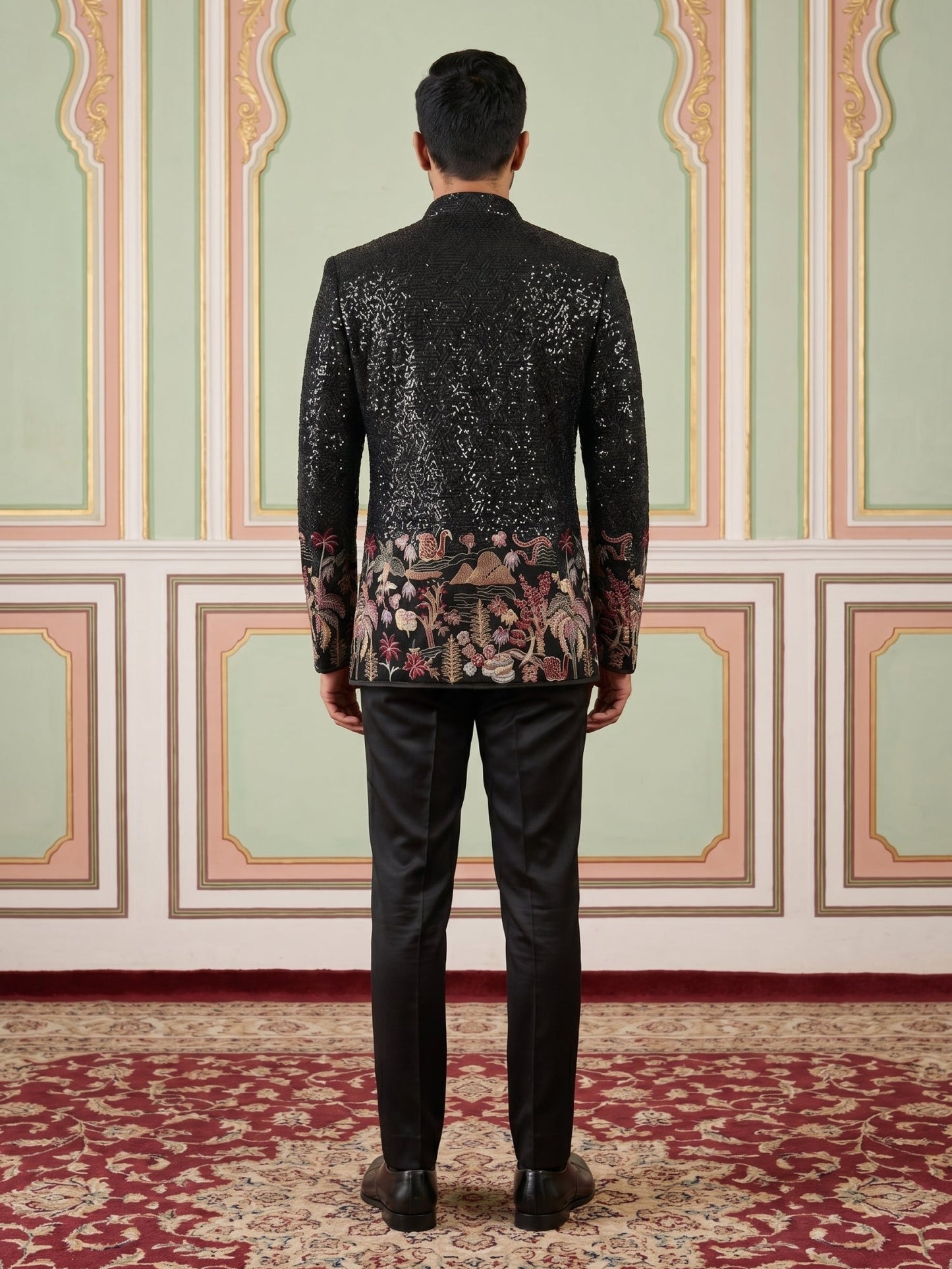 Men’s Velvet Embroidered Indo-Western Set