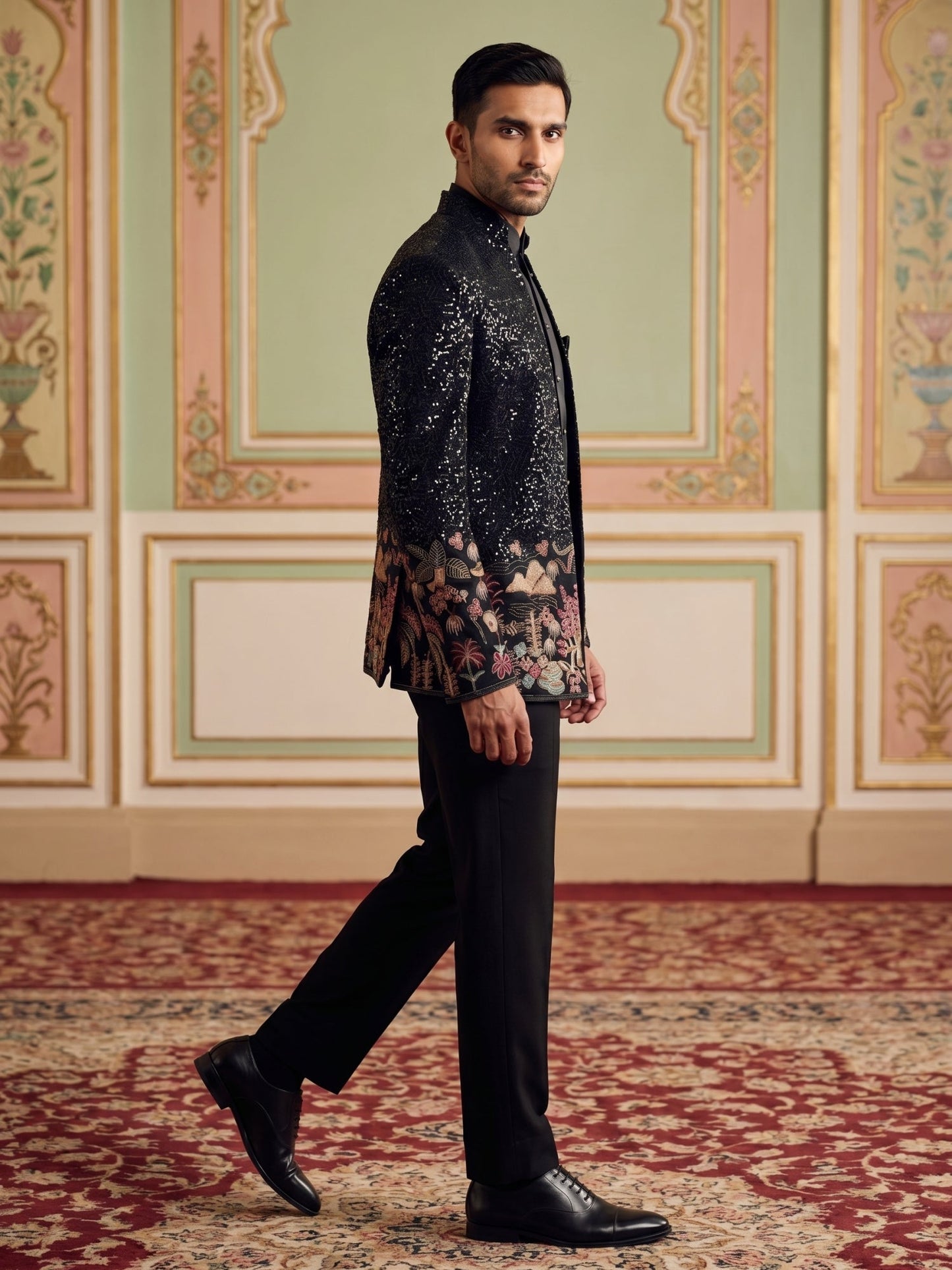 Men’s Velvet Embroidered Indo-Western Set