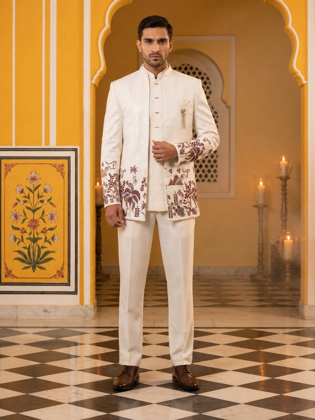 Men’s Velvet Embroidered Indo-Western Set