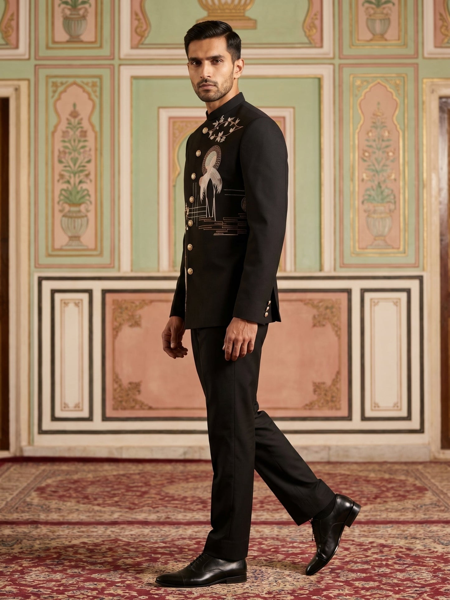 Premium Embroidered Japanese Fabric Indo-Western Set