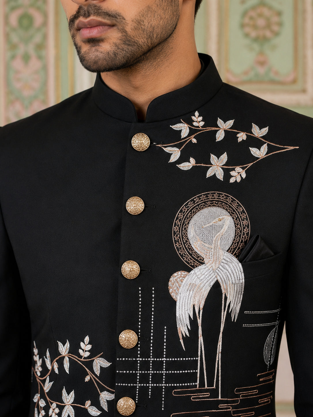 Premium Embroidered Japanese Fabric Indo-Western Set