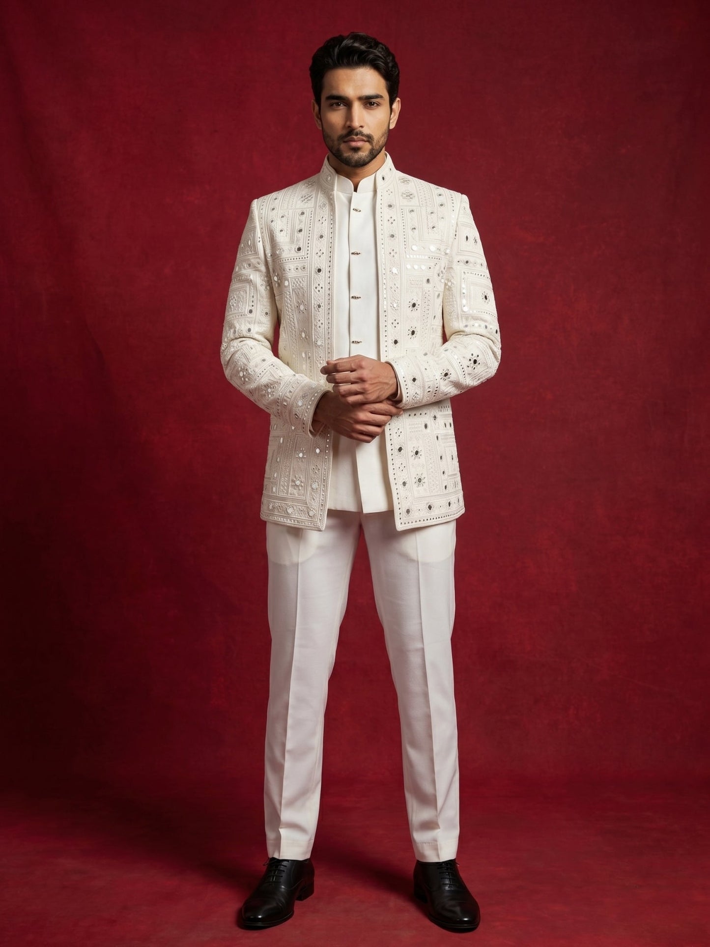 Men’s Mirror Work Embroidered Indo-Western Set