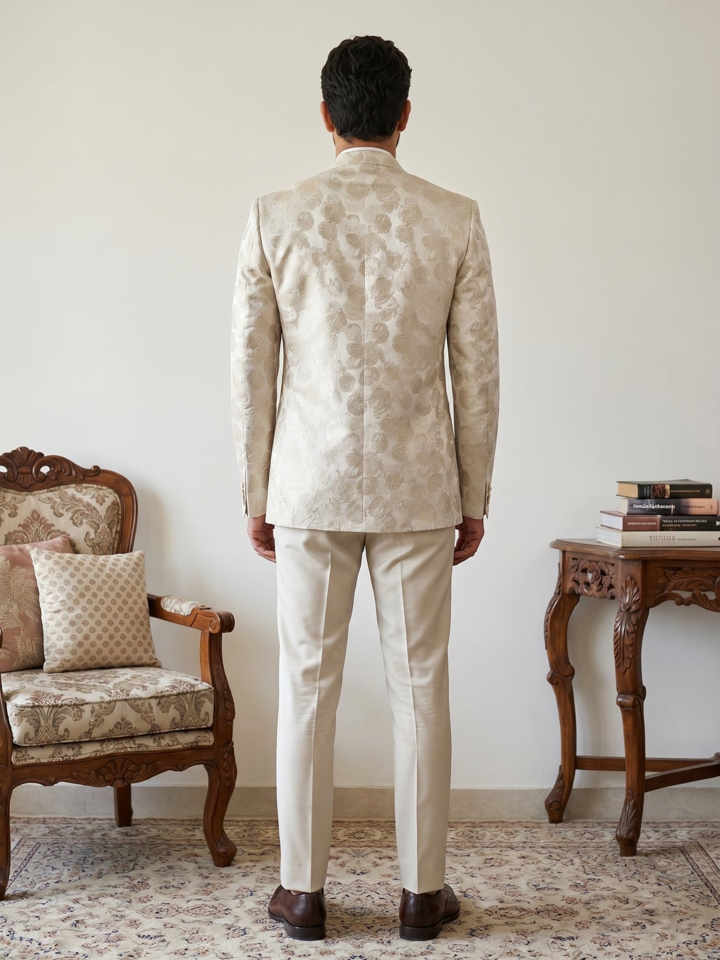 Men’s Designer Jacquard Silk Indo-Western Set