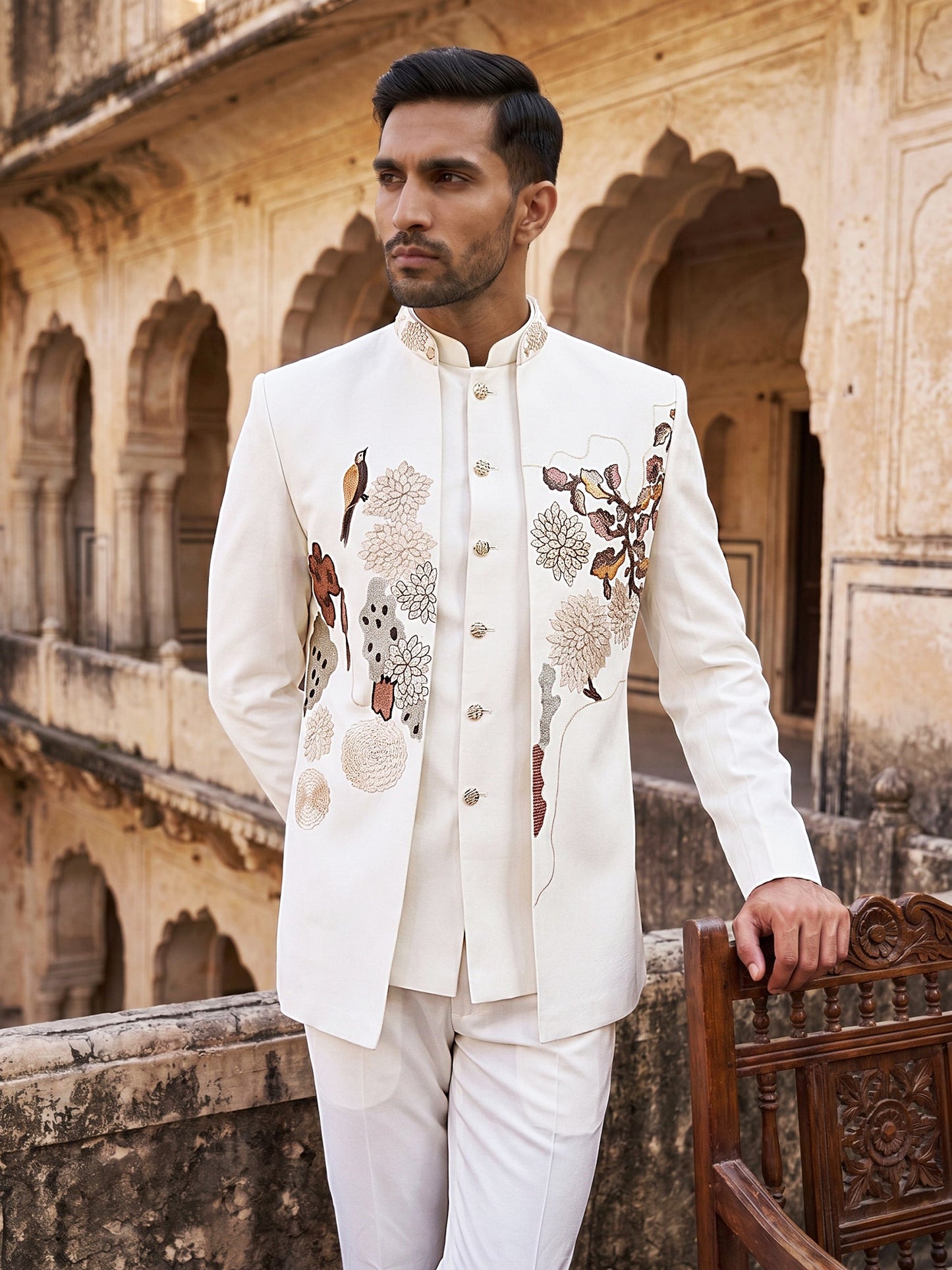 Imported Japanese Fabric Embroidered Indo-Western Set