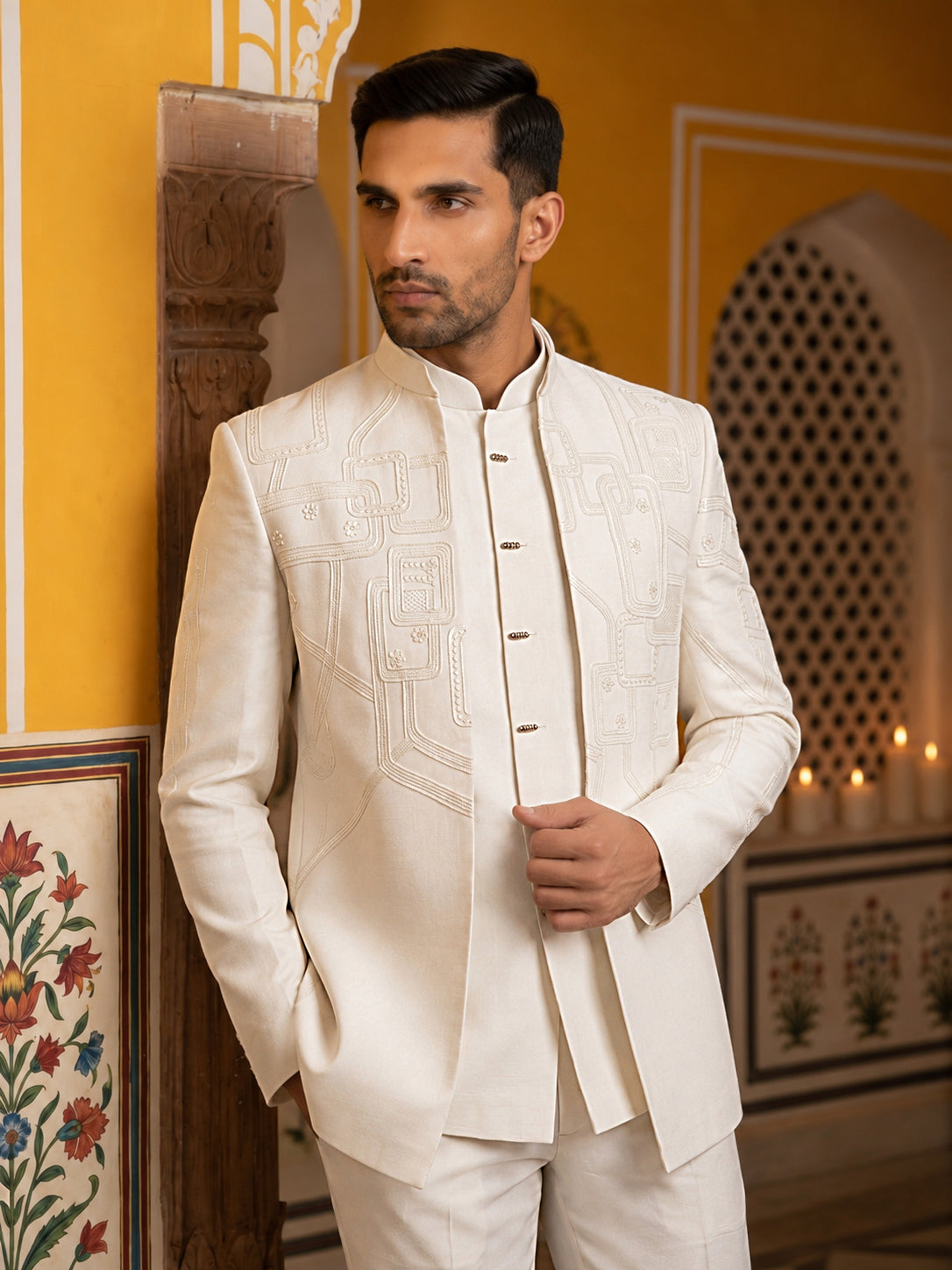 Imported Japanese Fabric Embroidered Indo-Western Set