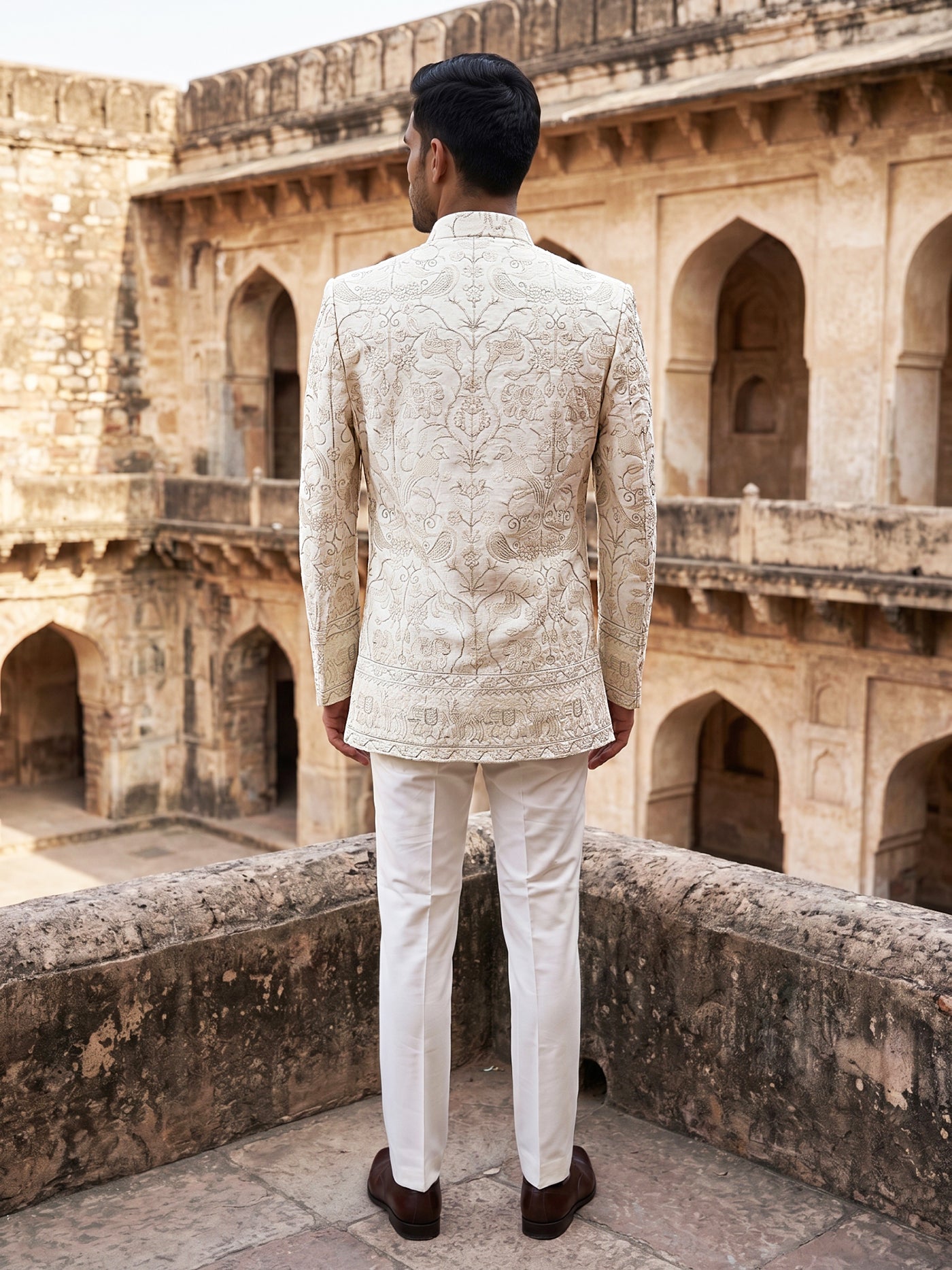 Premium Floral Embroidered Silk Blend Indo-Western Set