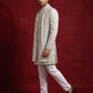 Men Silk Blend Embroidered Indo-Western Set ( 50JIND P5W 236Cream )