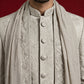 Men Silk Blend Embroidered Indo-Western Set ( 50JIND P5W 236Cream )