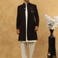 Men’s Maroon Velvet Embroidered Indo-Western Set ( 50JIND 592W 103Maroon )
