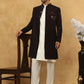 Men’s Maroon Velvet Embroidered Indo-Western Set ( 50JIND 592W 103Maroon )