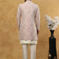 Jacquard Silk Embroidered Indo-Western Set ( 50JIND 592W 135Purple )