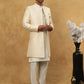 Jacquard Silk Embroidered Indo-Western Set ( 50JIND 592W 137Cream )