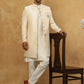 Jacquard Silk Embroidered Indo-Western Set ( 50JIND 592W 137Cream )