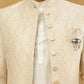 Jacquard Silk Embroidered Indo-Western Set ( 50JIND 592W 137Cream )