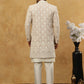 Cotton Blend Embroidered Indo-Western Set ( 50JIND 592W 149Beige )