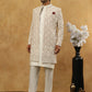 Cotton Blend Embroidered Indo-Western Set ( 50JIND 592W 149Beige )