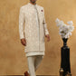 Cotton Blend Embroidered Indo-Western Set ( 50JIND 592W 149Beige )