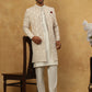 Cotton Blend Embroidered Indo-Western Set ( 50JIND 592W 149Beige )