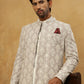 Cotton Blend Embroidered Indo-Western Set ( 50JIND 592W 149Grey )