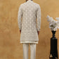 Cotton Blend Embroidered Indo-Western Set ( 50JIND 592W 149Grey )