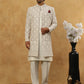 Cotton Blend Embroidered Indo-Western Set ( 50JIND 592W 149Grey )