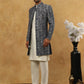 Men’s Woven Silk Jacquard Indo-Western Set ( 50JIND 592W 164Grey )
