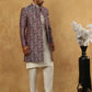 Men’s Woven Silk Jacquard Indo-Western Set ( 50JIND 592W 164Maroon )