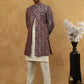 Men’s Woven Silk Jacquard Indo-Western Set ( 50JIND 592W 164Maroon )