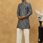 Men’s Woven Silk Jacquard Indo-Western Set ( 50JIND P11W 164Grey )