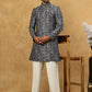 Men’s Woven Silk Jacquard Indo-Western Set ( 50JIND P11W 164Grey )