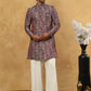Men’s Woven Silk Jacquard Indo-Western Set ( 50JIND P11W 164Maroon )