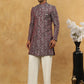 Men’s Woven Silk Jacquard Indo-Western Set ( 50JIND P11W 164Maroon )