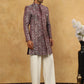 Men’s Woven Silk Jacquard Indo-Western Set ( 50JIND P11W 164Maroon )